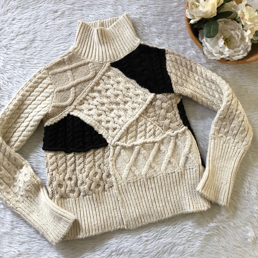 Zara Thick Knit Color Block Sweater